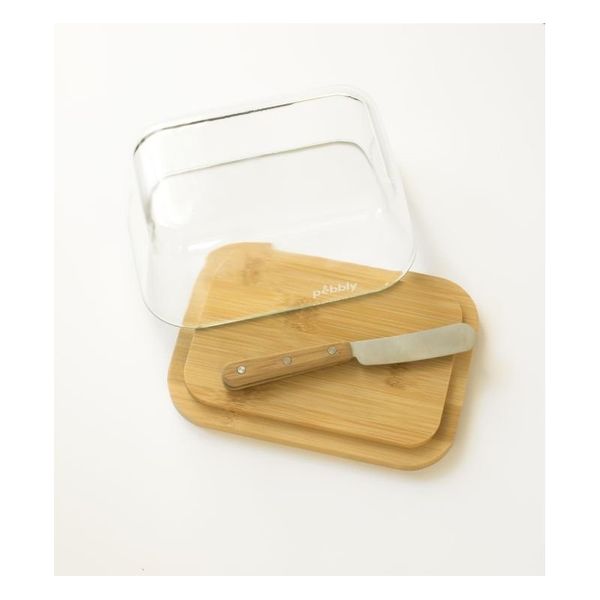 Beurrier verre et bambou + couteau à beurre